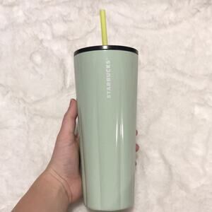 Starbucks Spring 2022 Stainless Steel mint, turquoise, with lime green tumbler